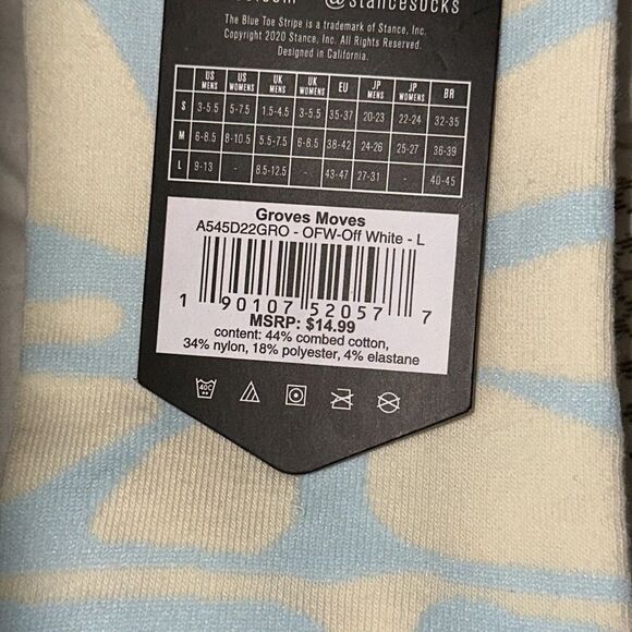 STANCE UNISEX GROVES MOVES IN CREW HEIGHT COMBED COTTON LIGHT CUSHION NWT - Picture 5 of 6